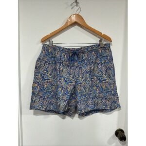 Columbia PFG Rambler Water Shorts, Blue Fish And Palm Print, Large, 6" Inseam